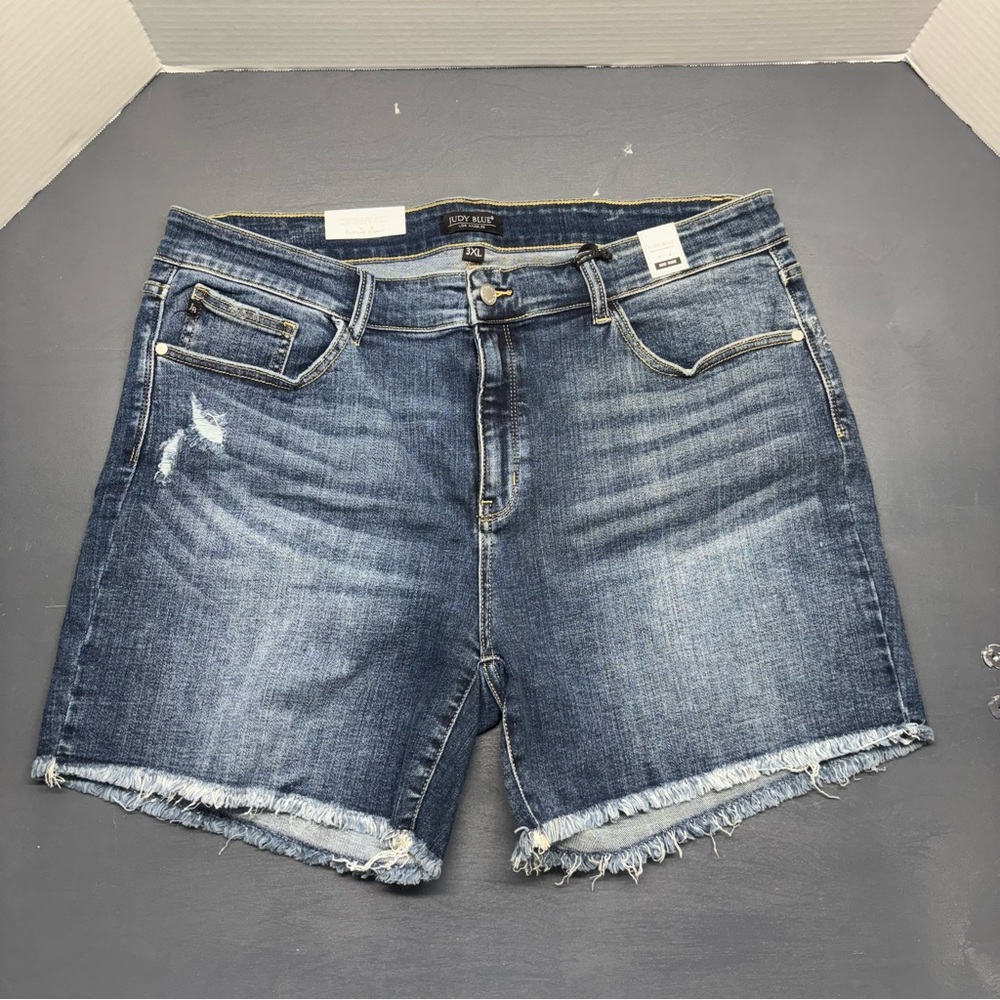 Judy Blue Distressed Dark Blue Jean Shorts